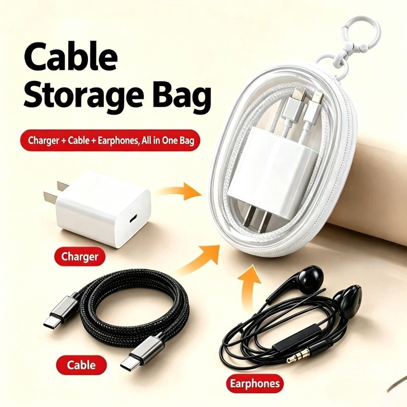 Cable Organizer Travel - Bolsa de Almacenamiento de Cables de