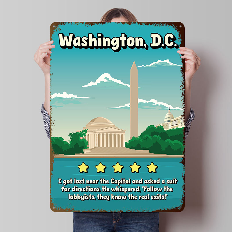 Travel Accessories Reviews - Washington D.C. Divertido cartel de viaje