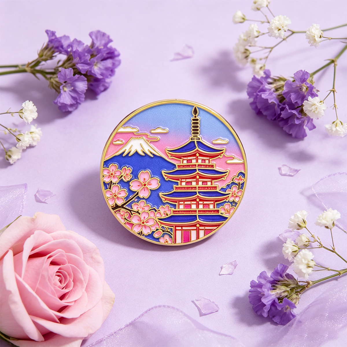 Pin Esmaltado de Flor de Cerez - Travel Accessories For Japan reseña y precio