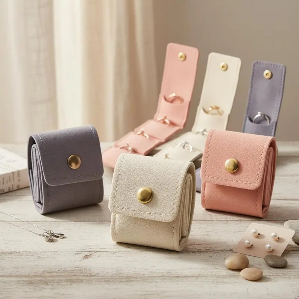 Mini Bolsa Enrollable de Gamuz - Travel Jewellery & Accessories Organiser reseña y precio